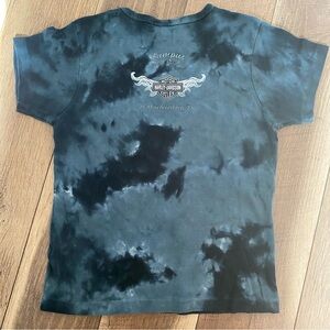 Harley Davidson Y2K Biker Crop Tie Dye Baby Doll Tee TShirt Size Small